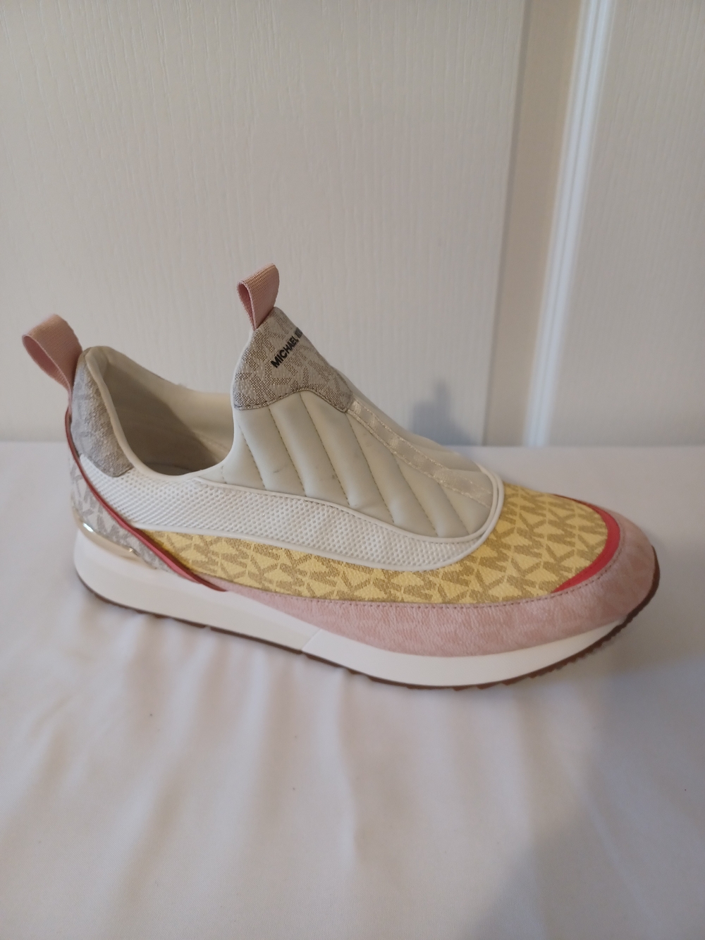 Michael Kors Cream, Yellow & Pink Logo Slip-On Sneaker - Picture 8 of 16